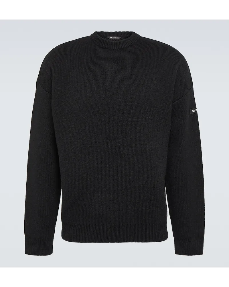 Balenciaga Pullover oversize in lana vergine Nero
