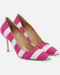 Manolo Blahnik Pumps BB 90 in canvas a righe Rosa