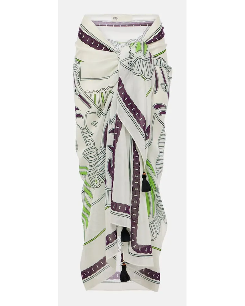 Tory Burch Pareo in cotone e seta con stampa Multicolore