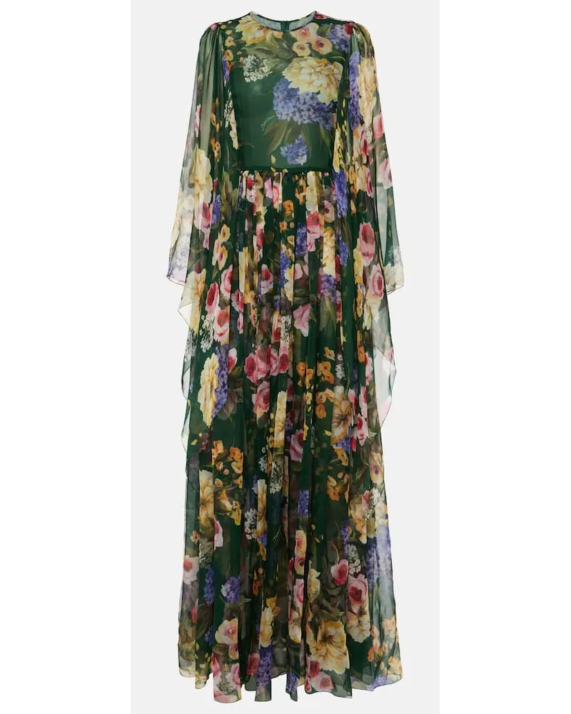 Dolce & Gabbana Abito lungo in chiffon di seta Multicolore