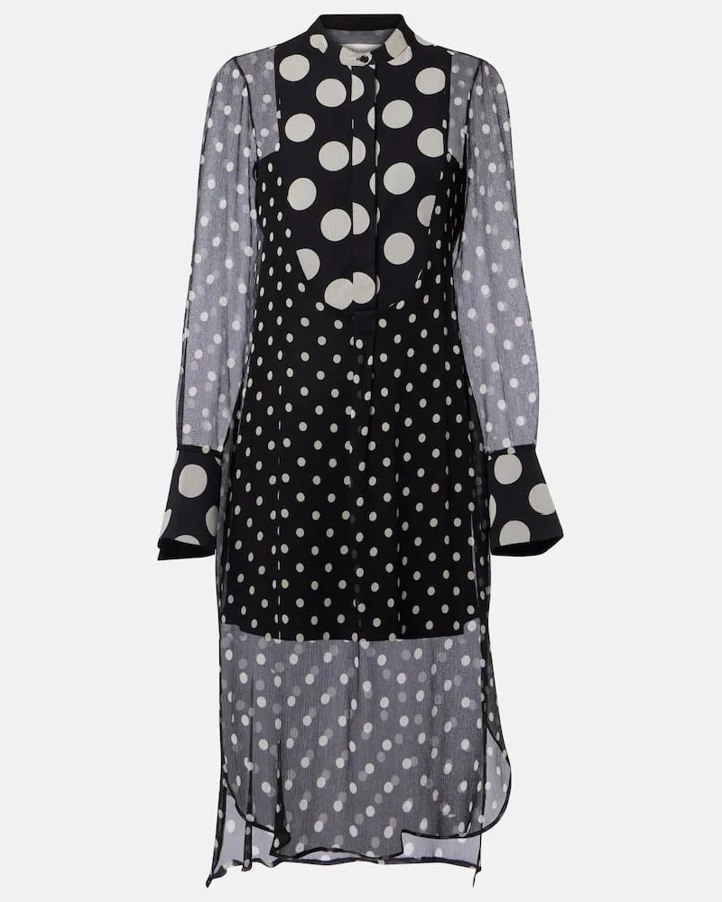 Nina Ricci Abito midi in seta semitrasparente a pois Nero