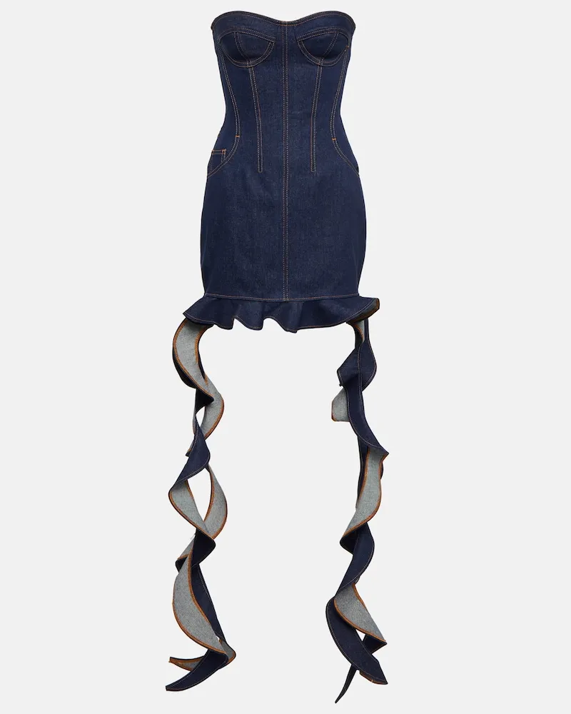 David Koma Miniabito bustier di jeans Blu