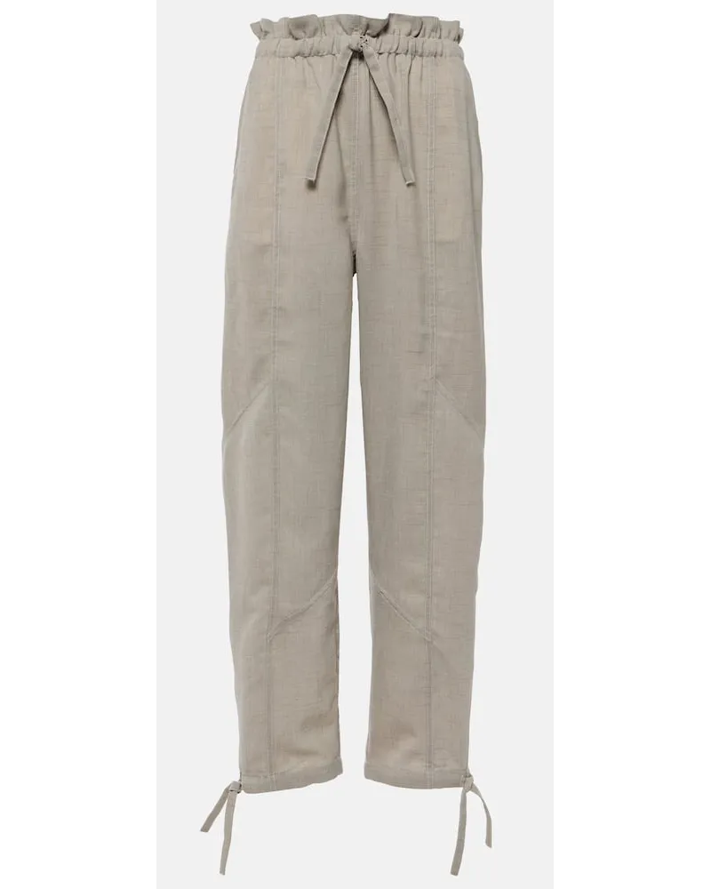 Ganni Pantaloni a gamba larga e vita alta Grigio
