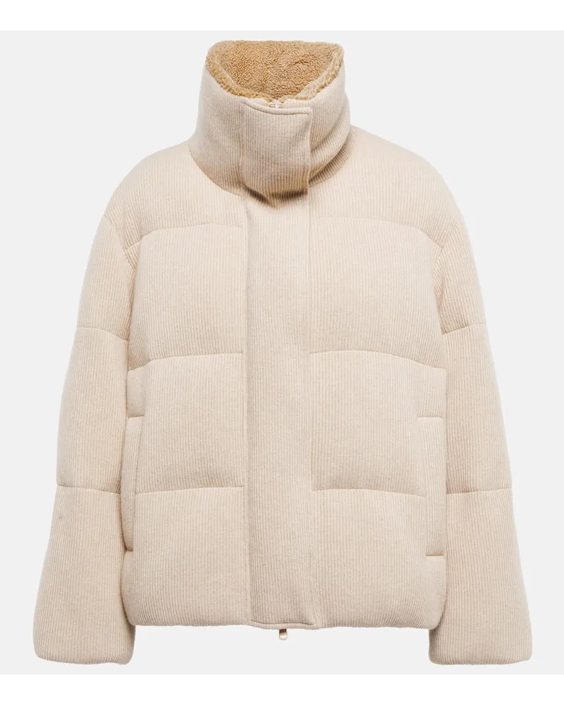 Brunello Cucinelli Piumino in cashmere a coste Beige