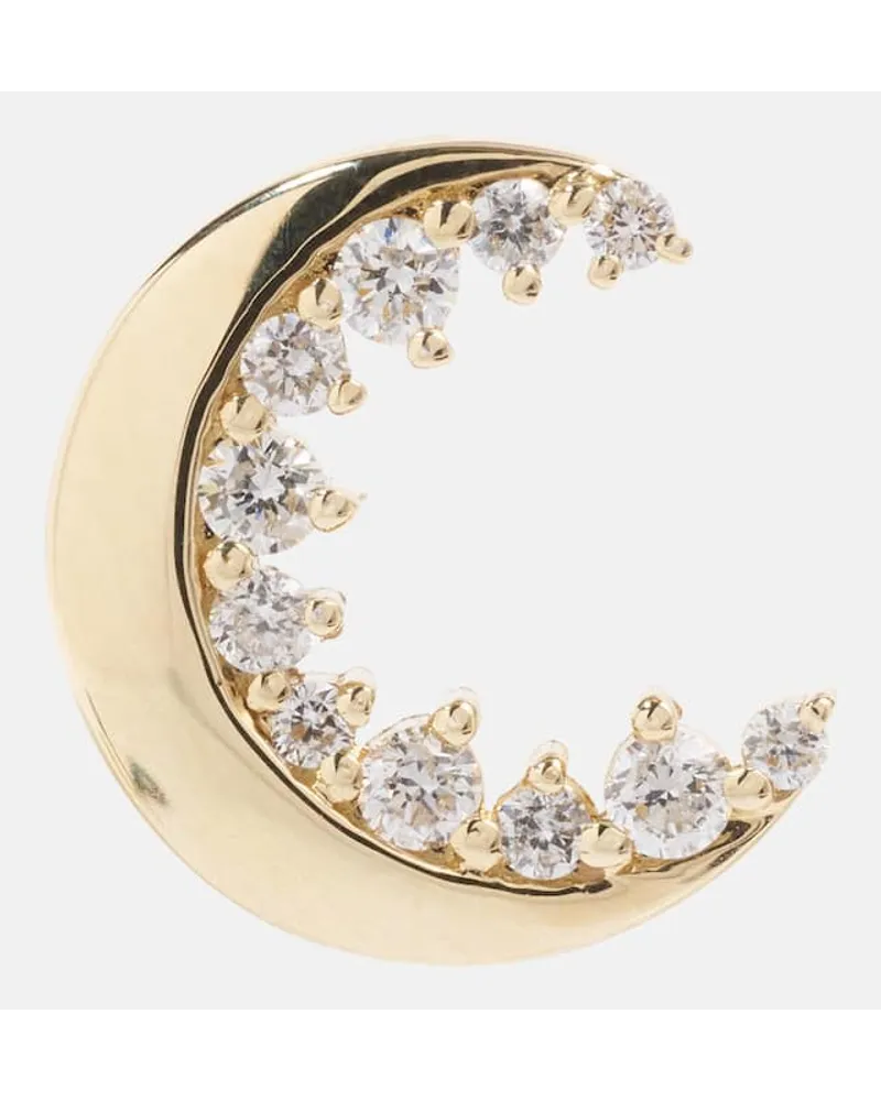 Sydney Evan Orecchino singolo Crescent Moon in oro 14kt con diamanti Oro