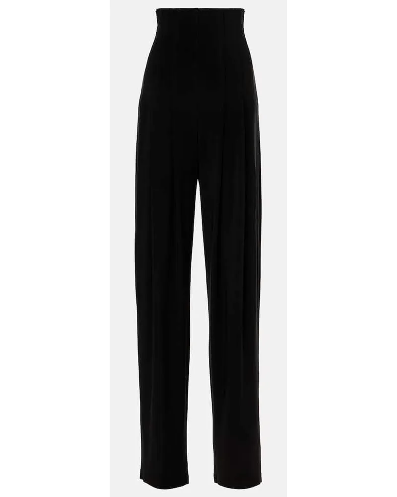 Norma Kamali Pantaloni regular a vita alta Nero