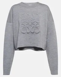 Loewe Pullover cropped Anagram in misto lana Grigio