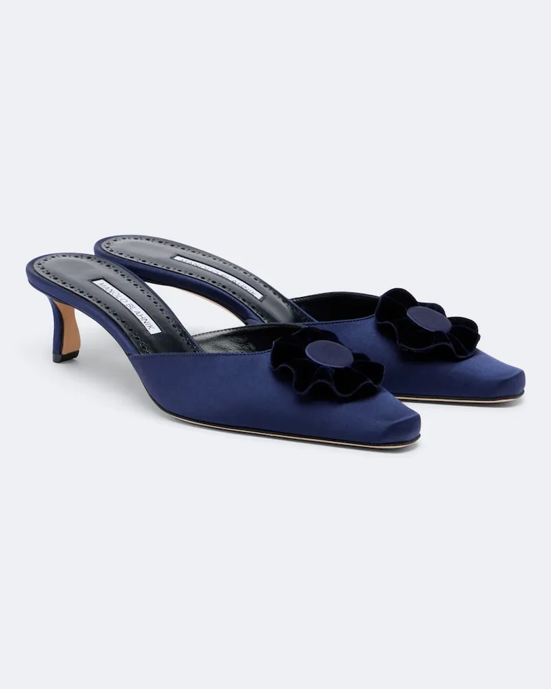 Manolo Blahnik Mules Caulon in raso di seta Blu