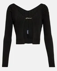 Jacquemus Cardigan La Maille Pralù Longue con logo Nero