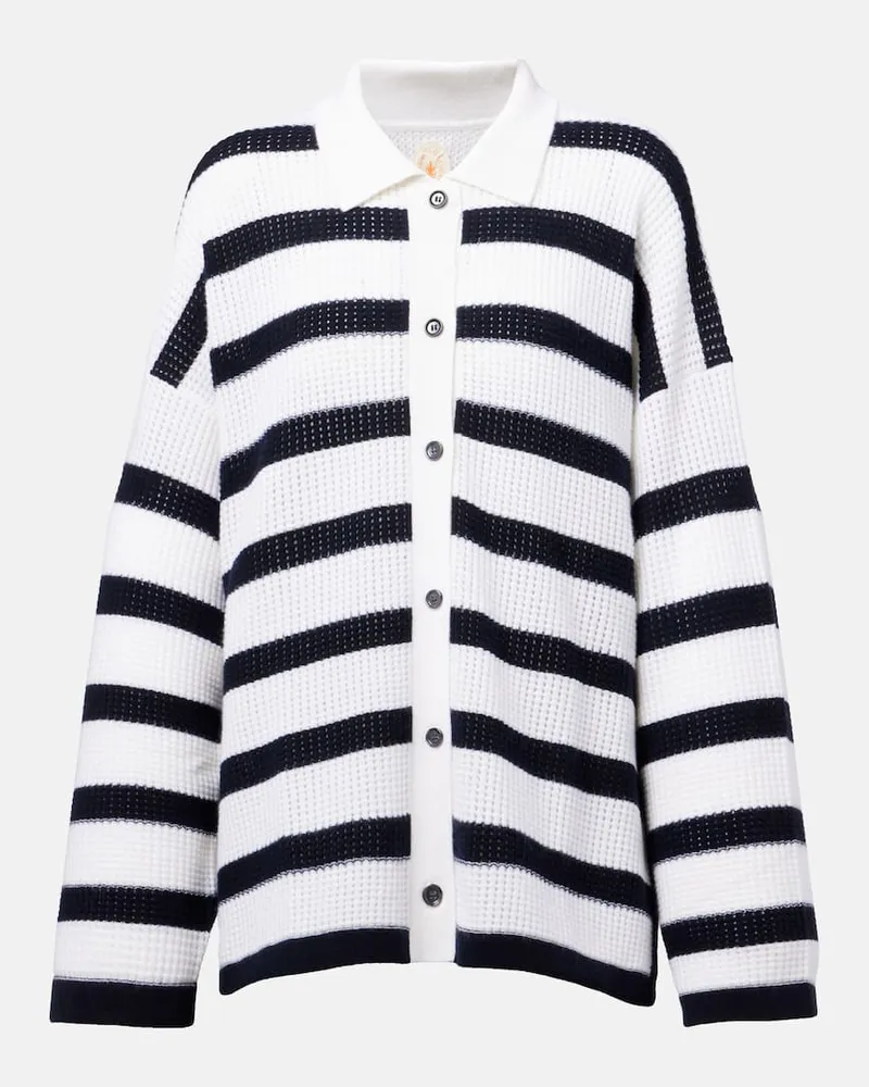Jardin des Orangers Cardigan in cashmere a righe Bianco