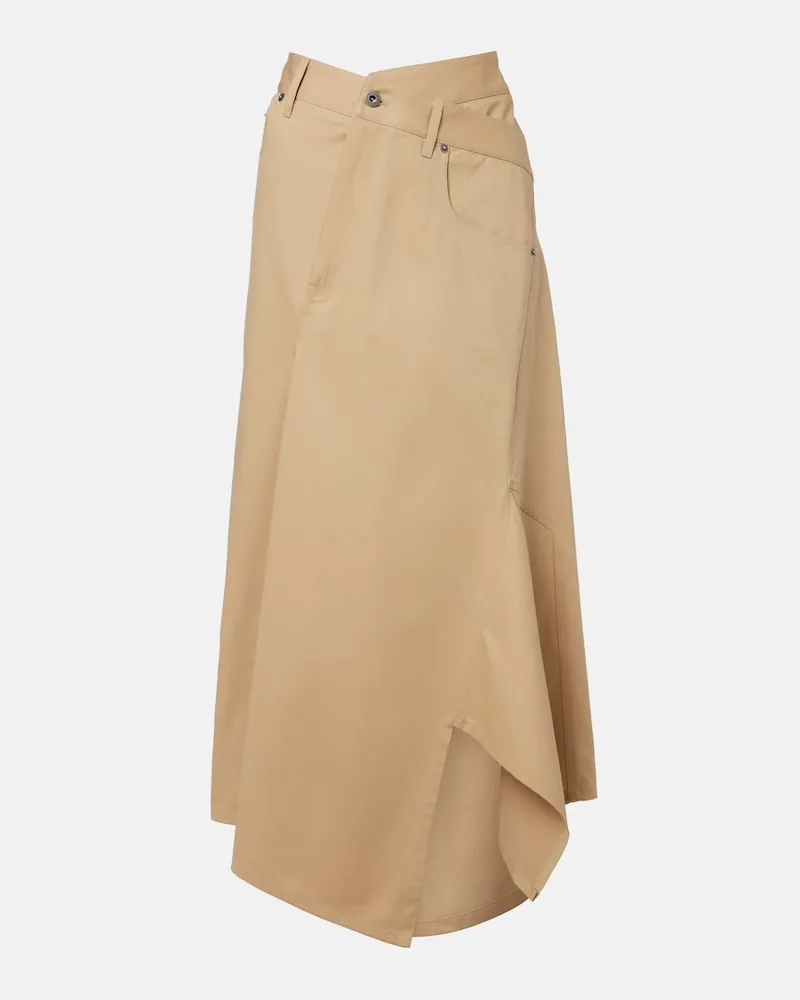 Loewe Gonna midi in cotone asimmetrica Beige