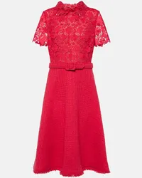 Oscar de la Renta Abito midi Gardenia in guipure e tweed Rosa