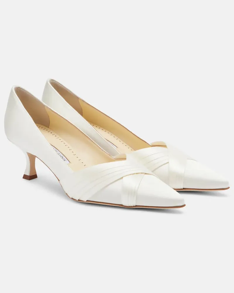 Manolo Blahnik Pumps Vieralo in raso Bianco