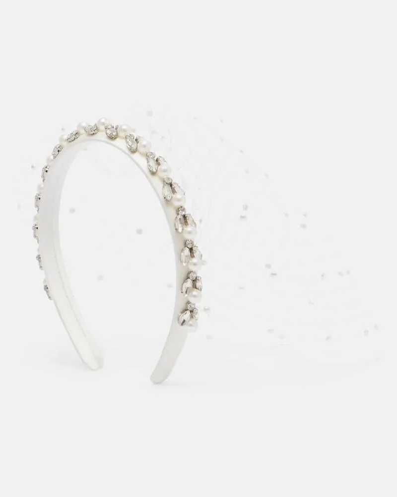 Self-Portrait Cerchietto in raso e rete Bianco