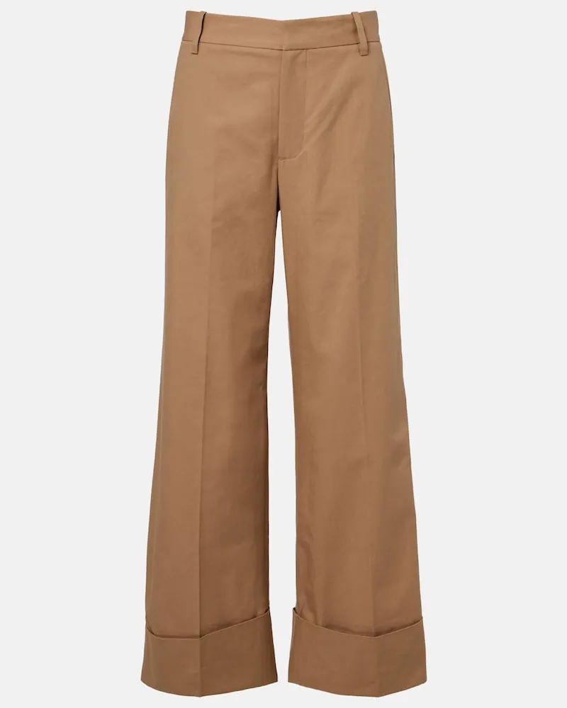 Frame Denim Pantaloni a gamba larga in cotone Marrone