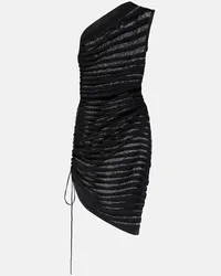 Alaïa Alaïa Abito midi monospalla a righe Nero