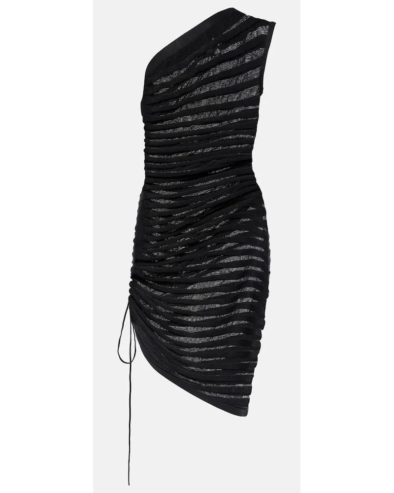 Alaïa AlaÃ¯a Abito midi monospalla a righe Nero