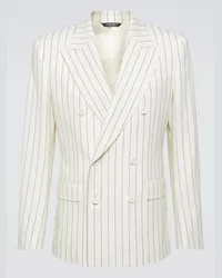 Dolce & Gabbana Blazer gessato in lana e seta Bianco