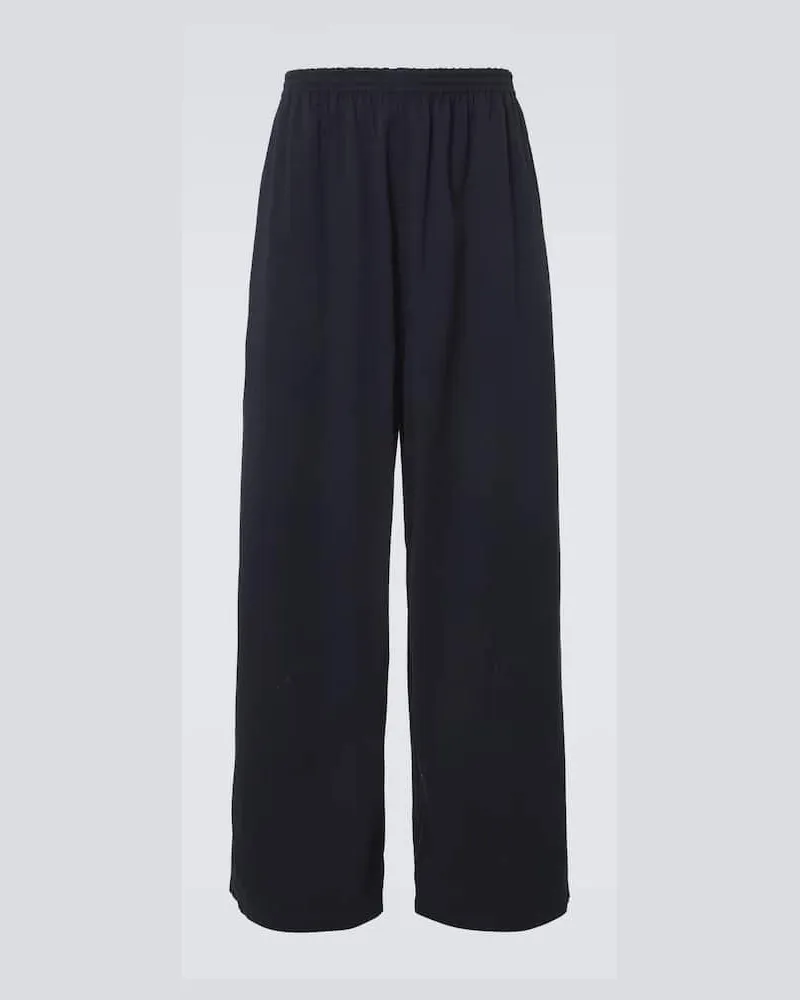 Balenciaga Pantaloni a gamba larga in cotone Blu