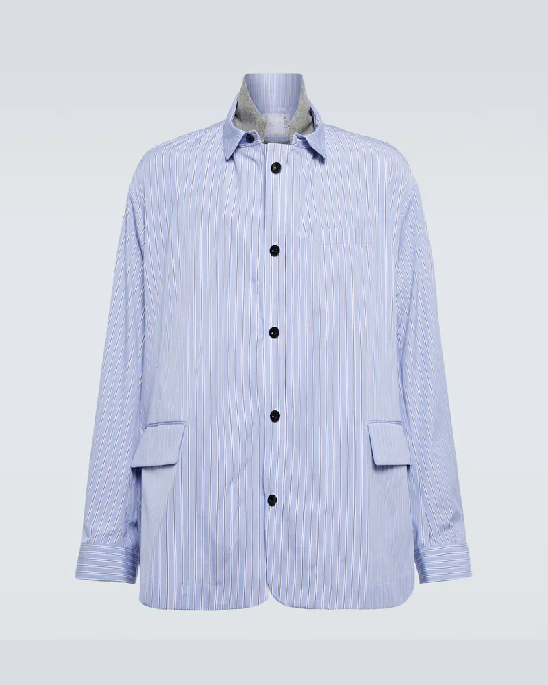 Sacai Camicia in cotone a righe Blu