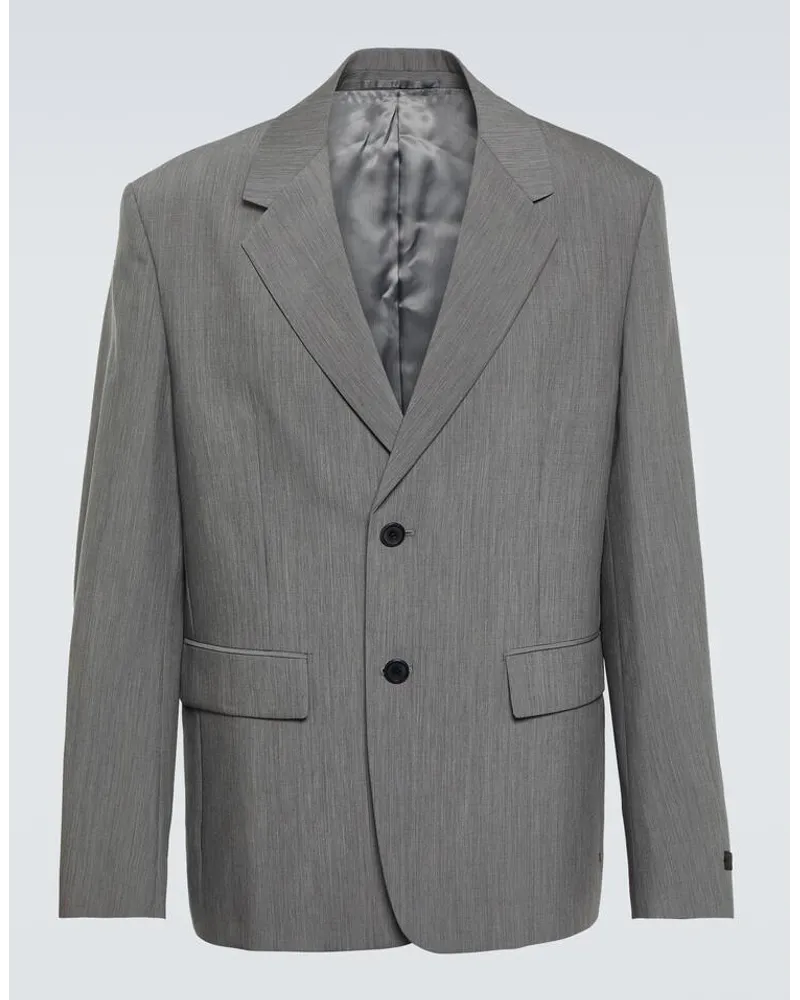 Prada Blazer monopetto in lana e mohair Grigio