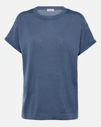 Brunello Cucinelli Top in maglia di misto cashmere Blu