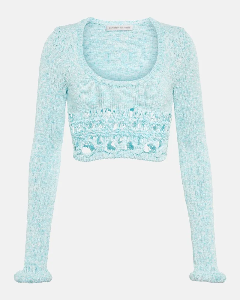 Christopher Esber Top cropped in misto cotone Blu