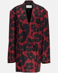 Dries van Noten Blazer doppiopetto con stampa floreale Rosso