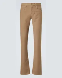 Canali Pantaloni regular in cotone e cashmere Beige