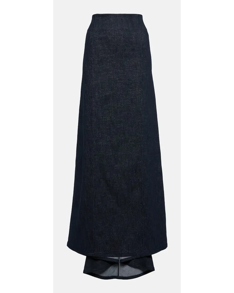 Brunello Cucinelli Gonna lunga in misto cotone Blu