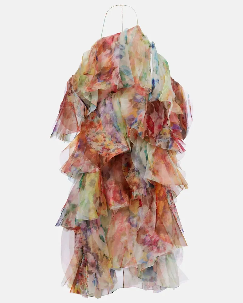 Zimmermann Abito midi Luna floreale con volant Multicolore