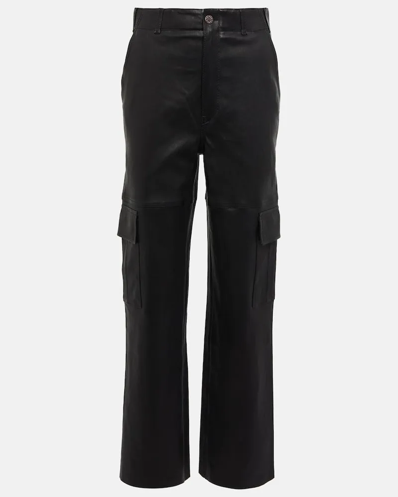 Stouls Pantaloni cargo Axel in pelle Nero