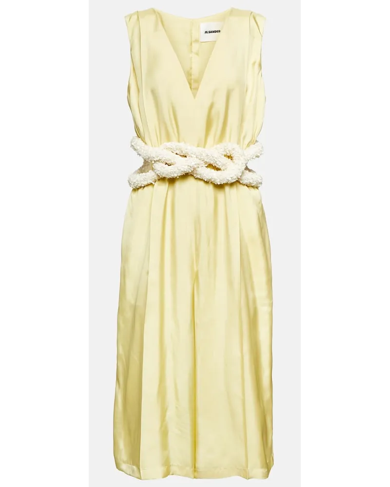 Jil Sander Jumpsuit in raso con cristalli Giallo