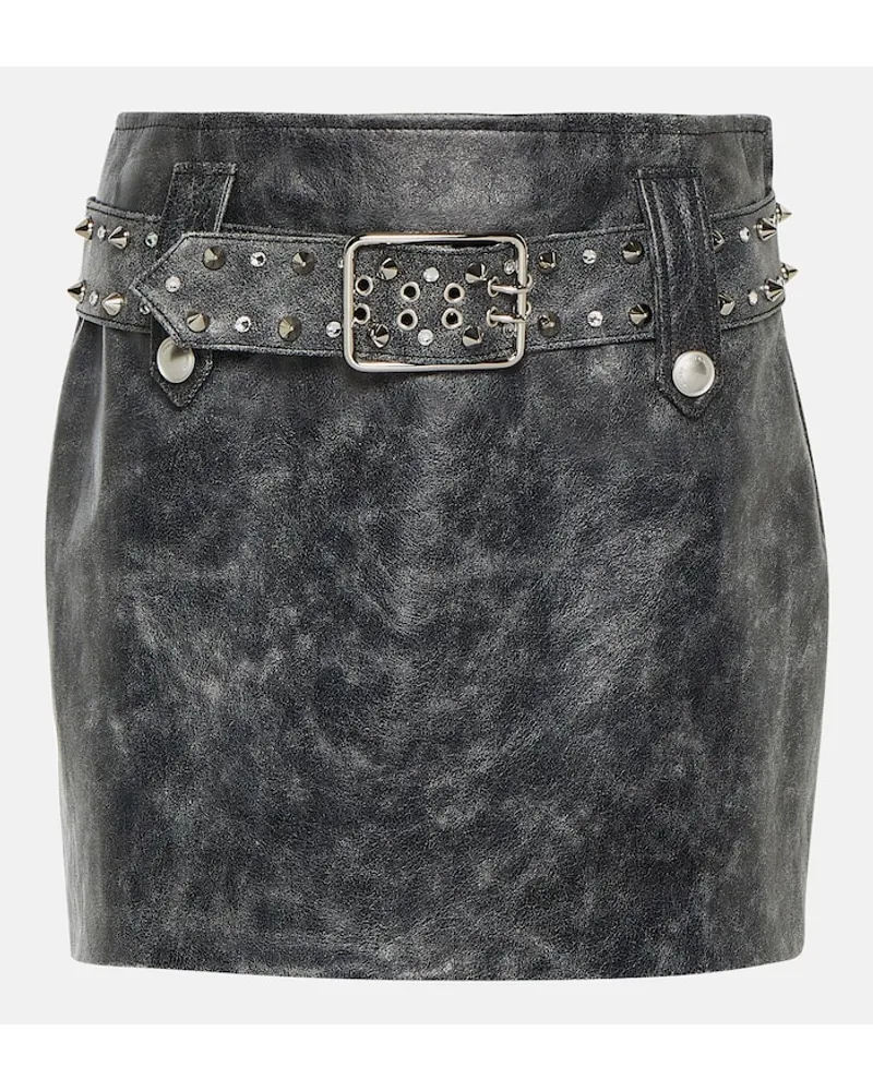 Alessandra Rich Minigonna in pelle con cintura Nero