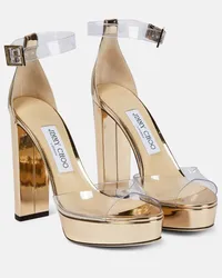 Jimmy Choo Sandali Albi 120 in PVC e pelle con plateau Oro