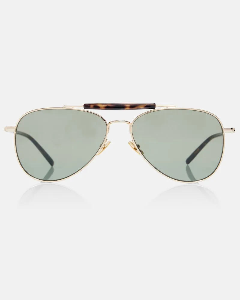 Saint Laurent Occhiali da sole aviator con logo SL Oro