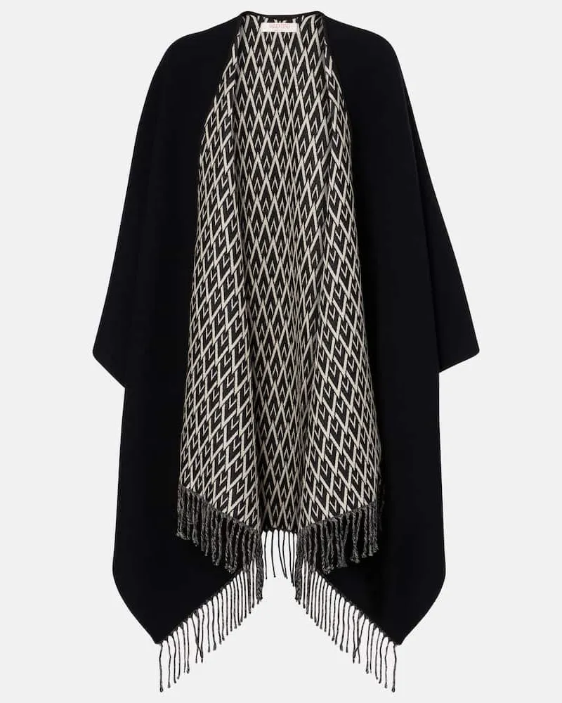 Valentino Garavani Poncho in lana, seta e cashmere Nero