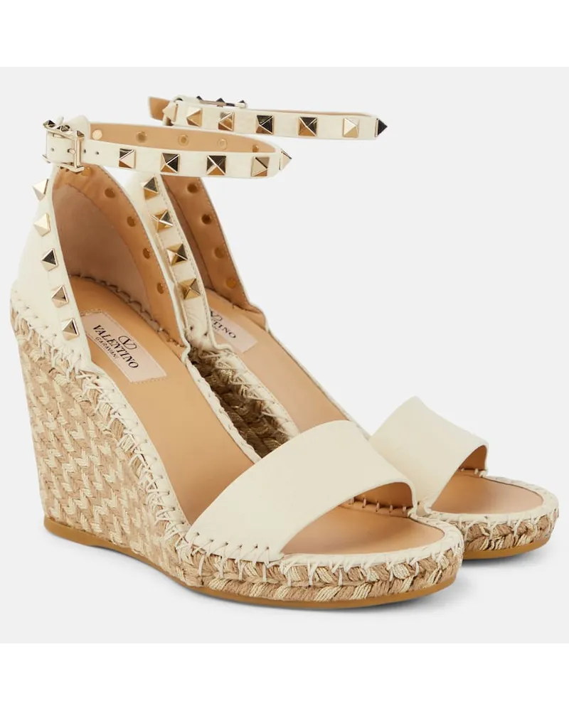 Valentino Garavani Sandali espadrillas Rockstud 105 in pelle Bianco