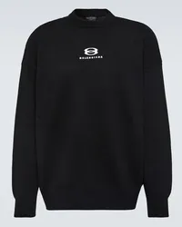 Balenciaga Pullover in lana e cashmere con logo Nero