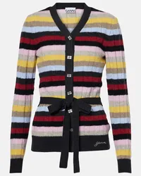 Ganni Cardigan in misto lana a trecce a righe Multicolore