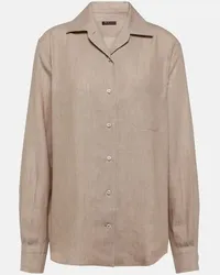 Loro Piana Camicia Neo André in lino Beige