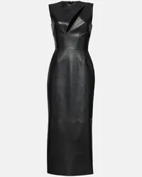 Alexander McQueen Abito midi in pelle con cut-out Nero