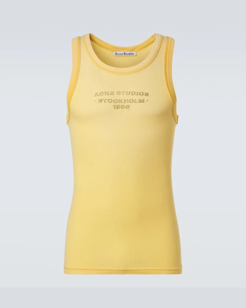 Acne Studios Tank top a coste con logo Giallo