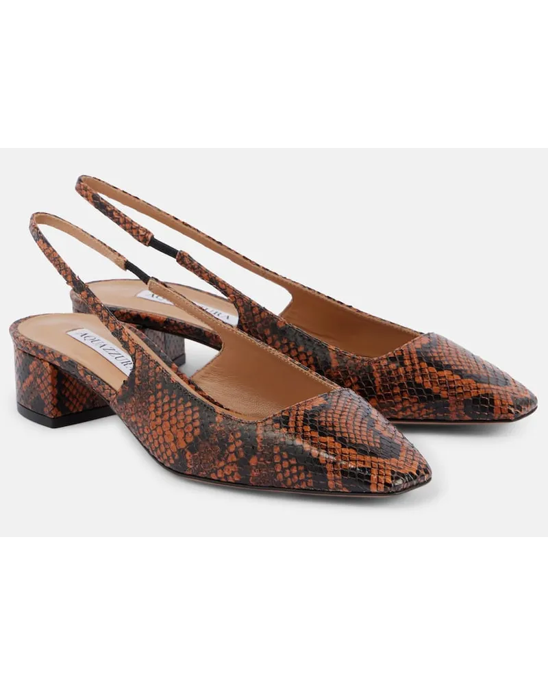 Aquazzura Pumps slingback Ginza 35 in pelle con stampa Marrone