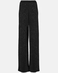 Totême Pantaloni a gamba larga in crochet Nero