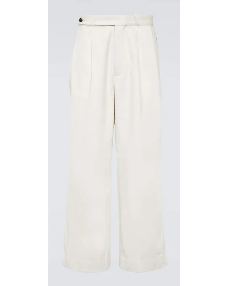 BODE Pantaloni Skunk Tail in cotone Bianco