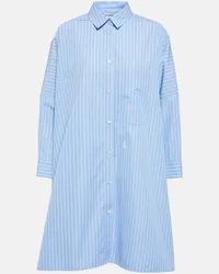 Jil Sander Camicia in popeline di cotone a righe Blu