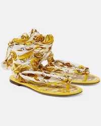 Dolce & Gabbana Sandali in twill di seta con stampa Giallo