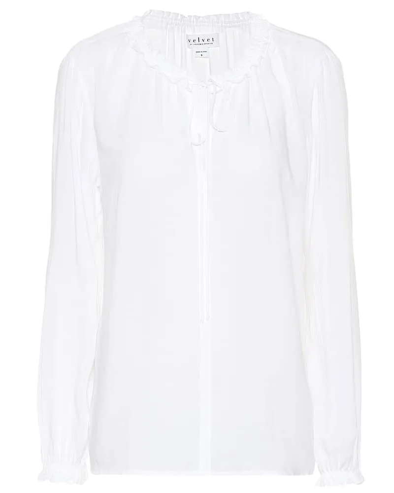 Velvet Blusa Samantha in challis Bianco