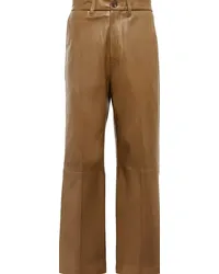 Ralph Lauren Pantaloni in pelle a gamba larga Beige